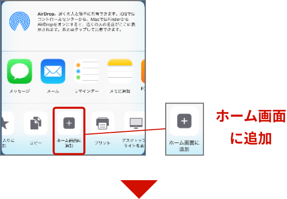 iPhone,iPadの場合ホーム画面へショートカット