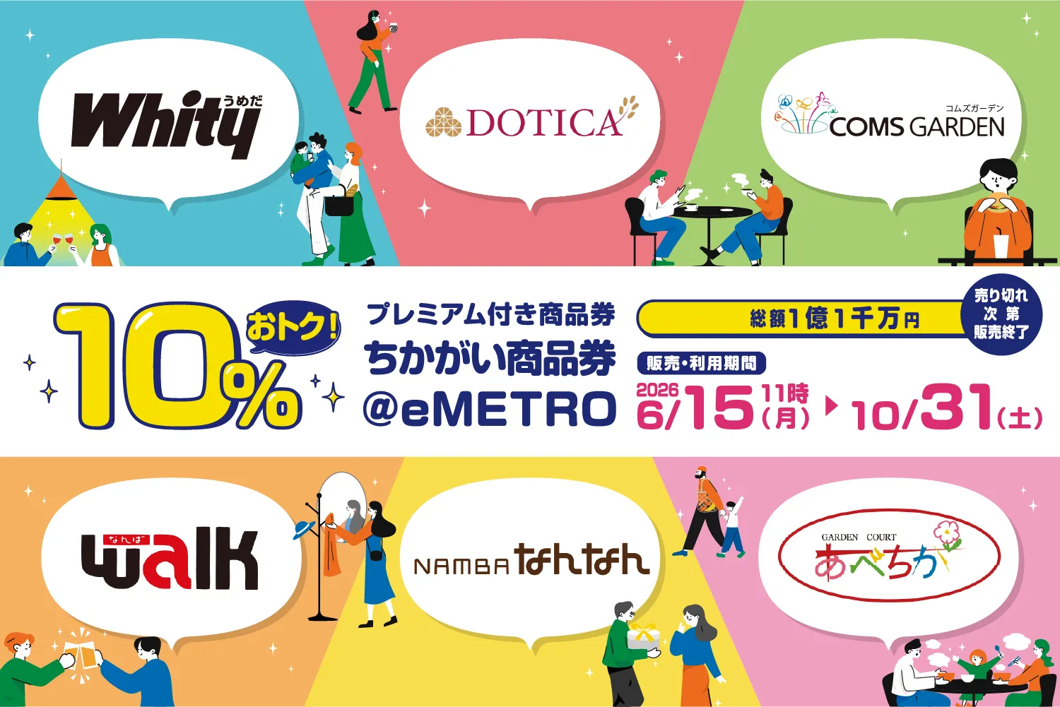 『ちかがい商品券＠eMETRO』10％プレミアム付デジタル商品券販売のご案内
