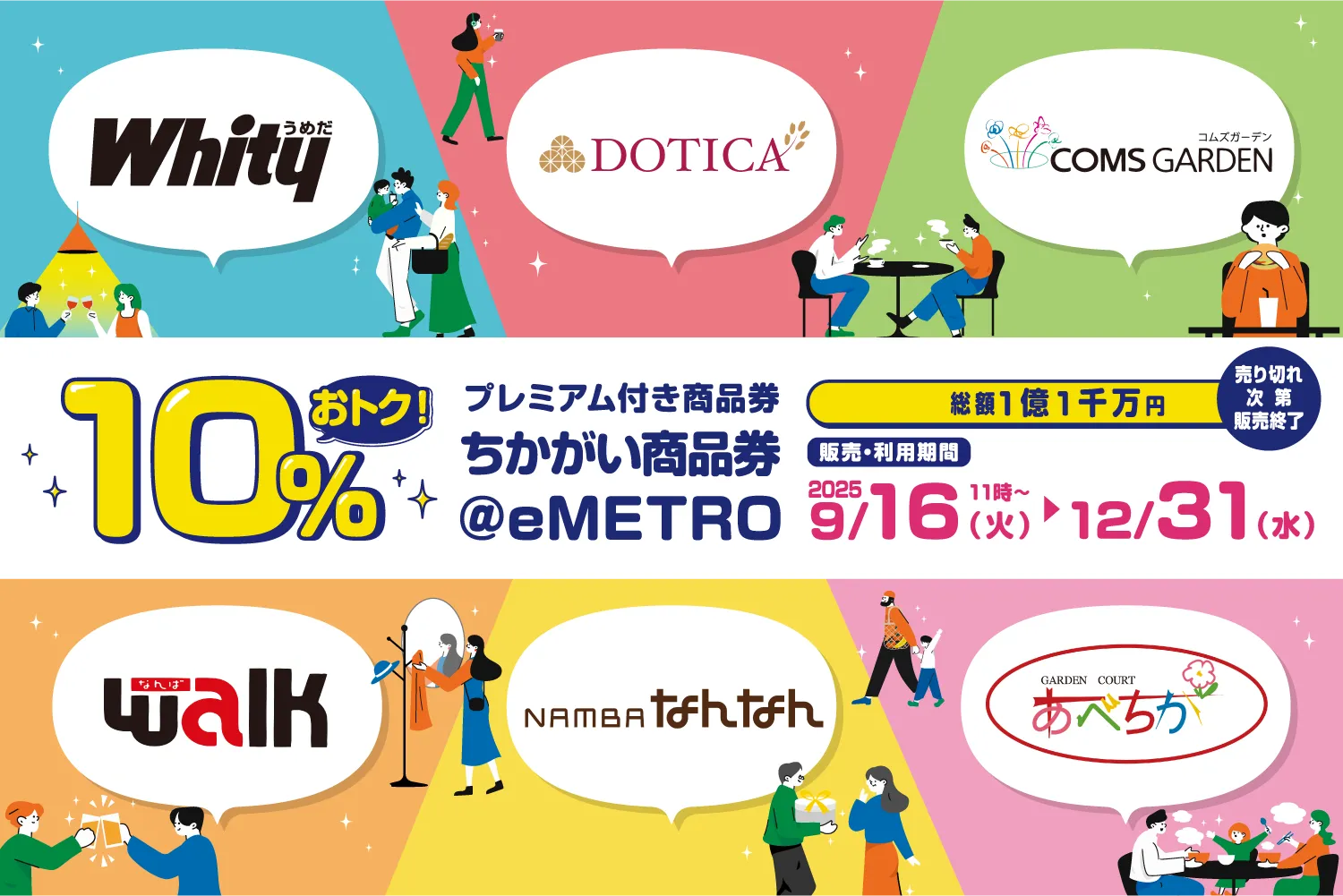 『ちかがい商品券＠eMETRO』10％プレミアム付デジタル商品券販売のご案内