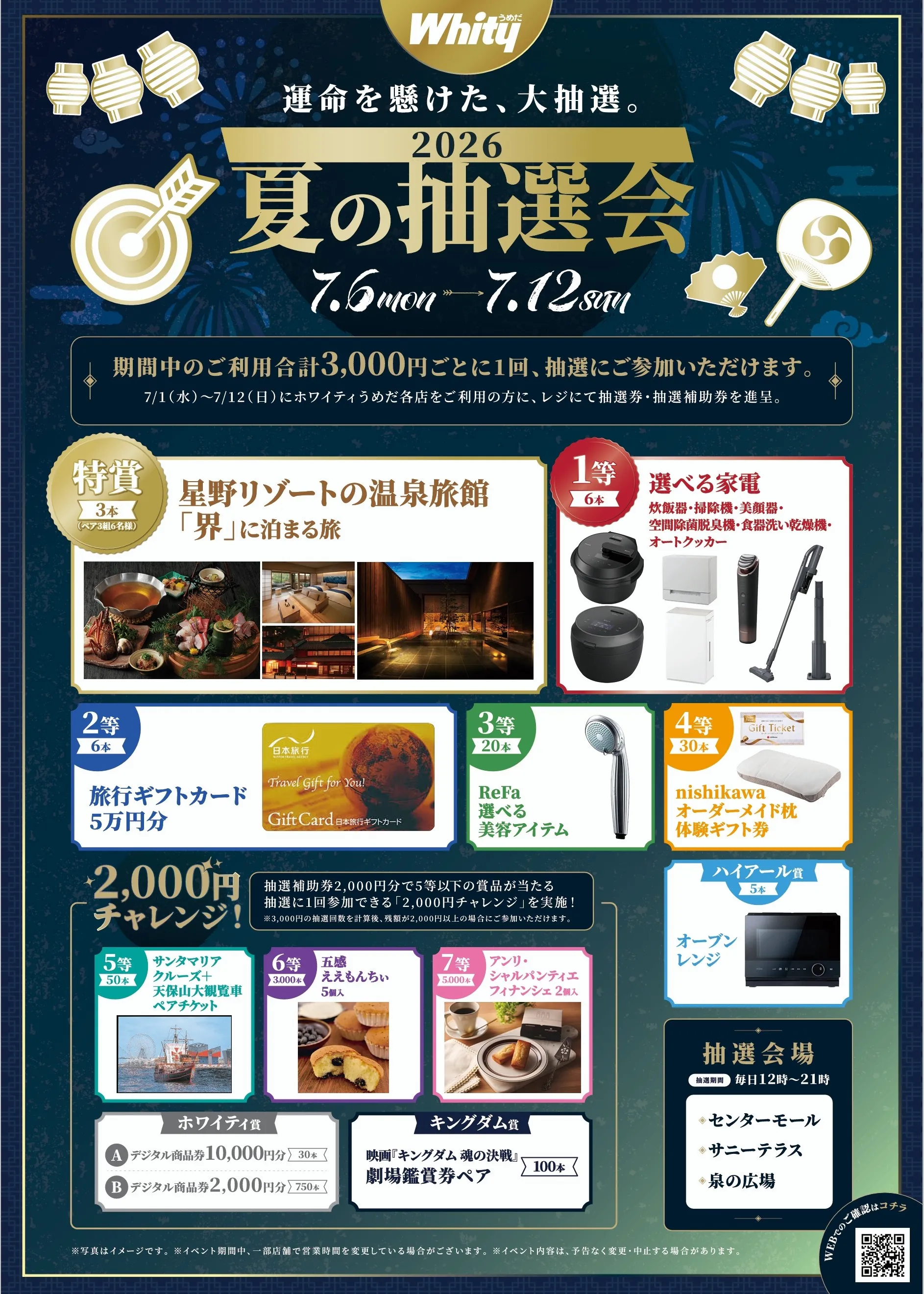 Whityうめだ × KINGDOM 真夏の決戦キャンペーン】夏の抽選会 ・グルメ